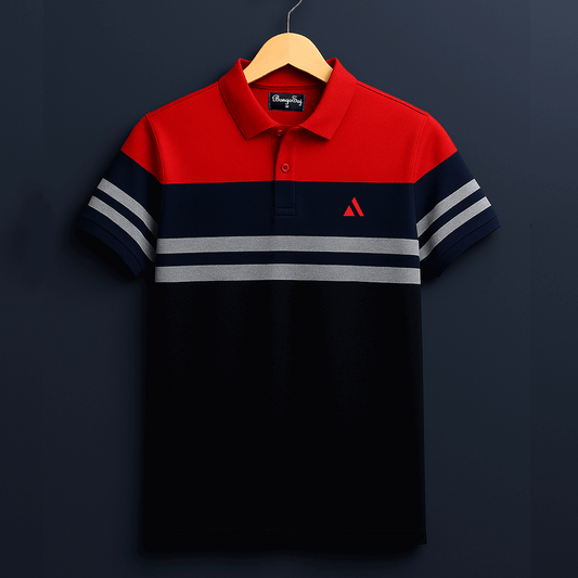 Stylish Men T-Shirt Red black navy with melange
