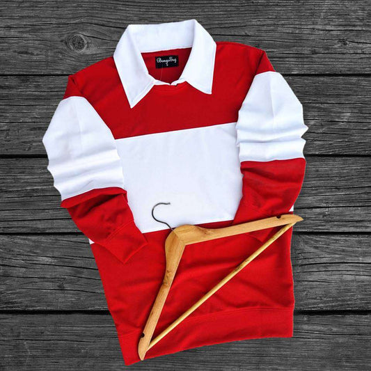 Full sleeve Collar Lycra T Shirt Red with White Airtex