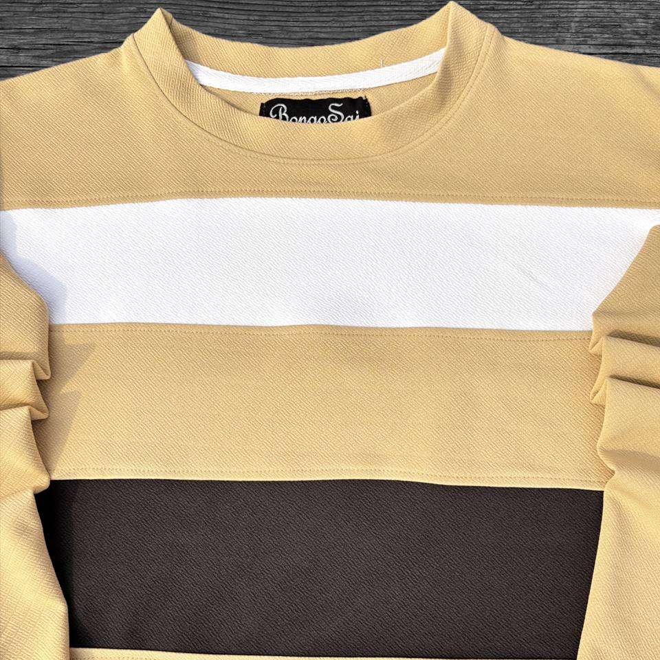 Full sleeve Round Neck Lycra T Shirt Desert Sand, white black Airtex
