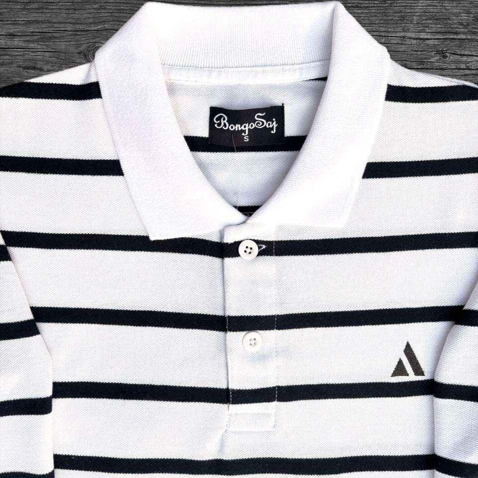 Full Sleeves Auto strip T Shirt White with Black Airtex