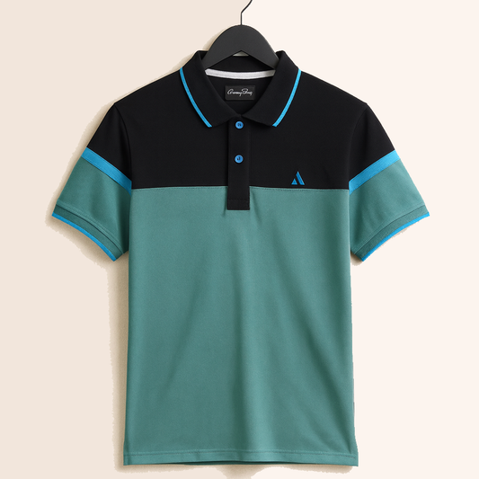 Black and Sea Green  Polo T-shirt