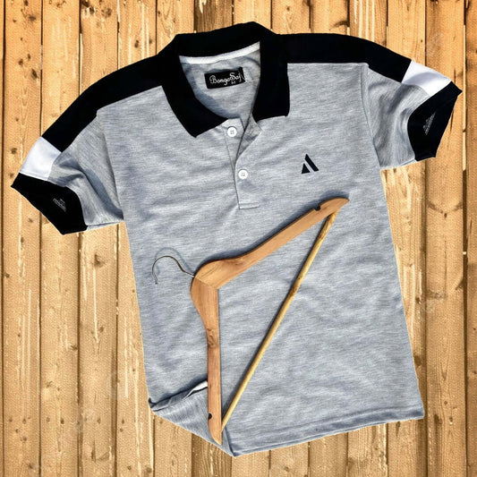 Men stylish T Shirt Melange With Navy Shoulder Airtex