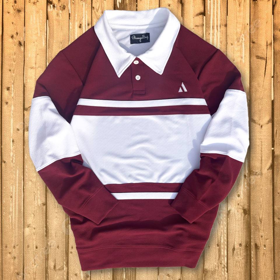 Full Sleeve Collar T-Shirt Maroon & White 2-Stripes