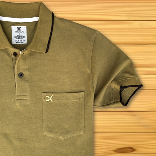 Olive Green Polo T-Shirt with Pocket