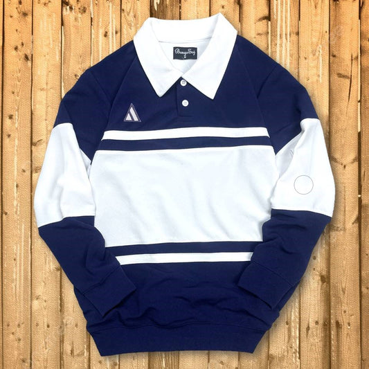 Full sleeve Collar T-Shirt Navy Blue & White 2-Stripes