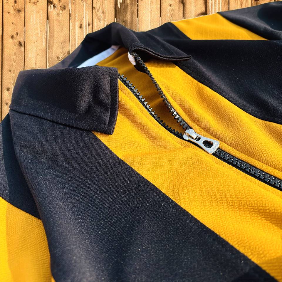 Full Sleeves Zip T-Shirt Golden Yellow Vertical Stripe