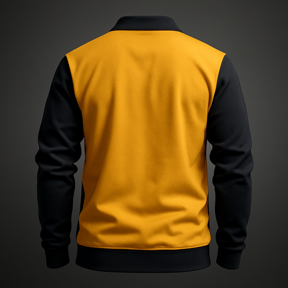 Full Sleeves Zip T-Shirt Golden Yellow Vertical Stripe