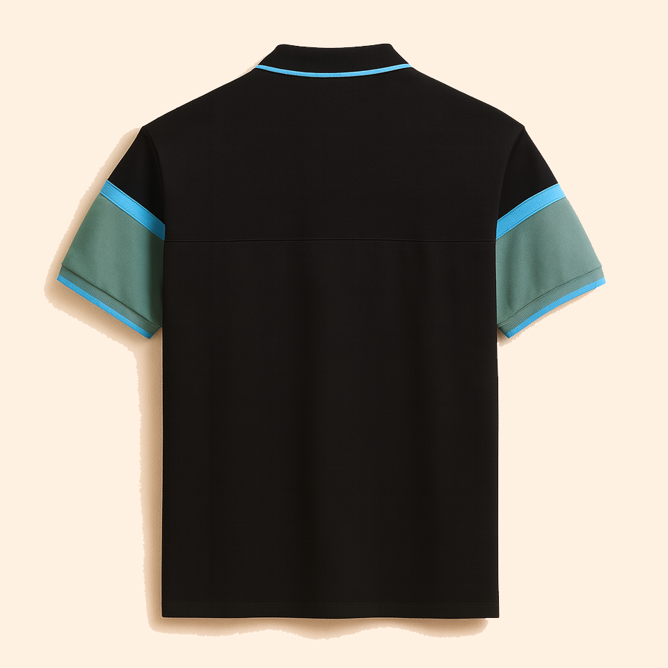 Black and Sea Green  Polo T-shirt