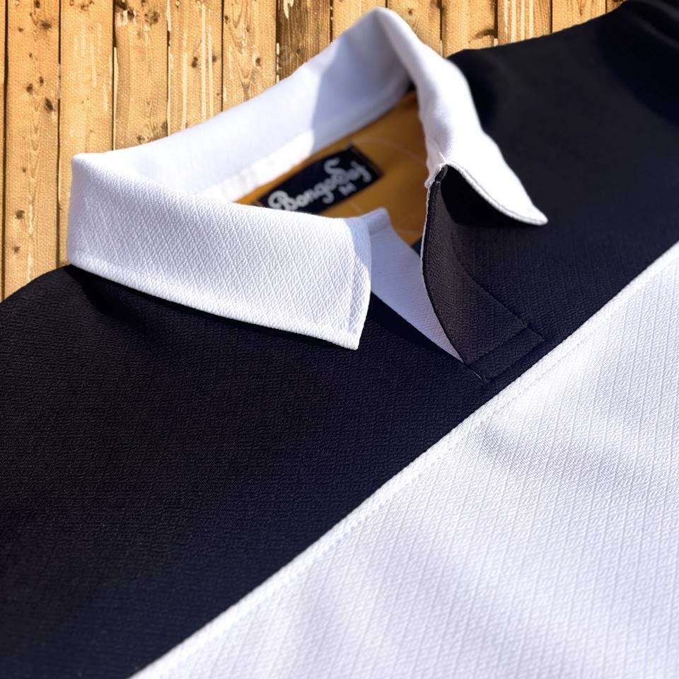 Full sleeve Collar Lycra Black, White and Golden Yellow Airtex