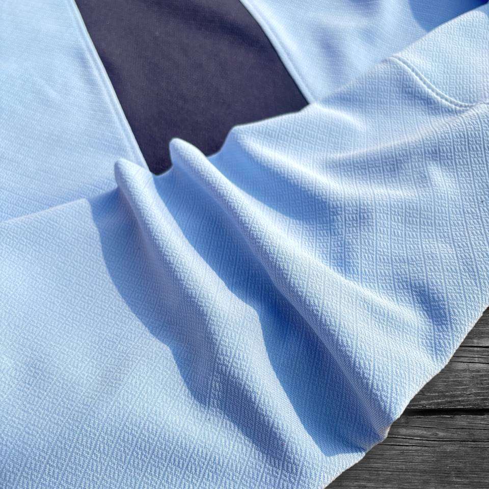 Men stylish Lycra T Shirt, Sky Blue, with Black and White Airtex
