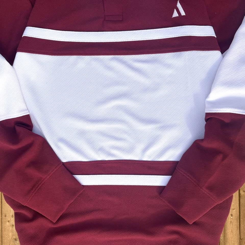 Full Sleeve Collar T-Shirt Maroon & White 2-Stripes