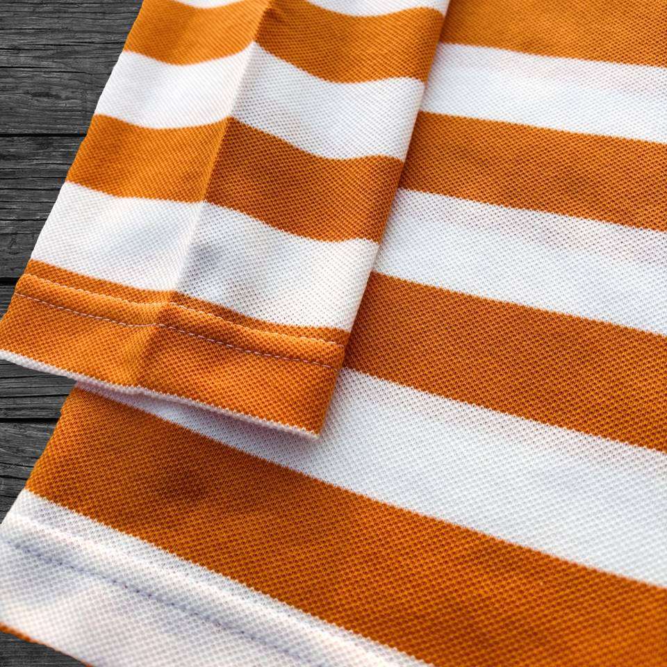 Men Full Sleeve T Shirt Black white with Orange Airtex
