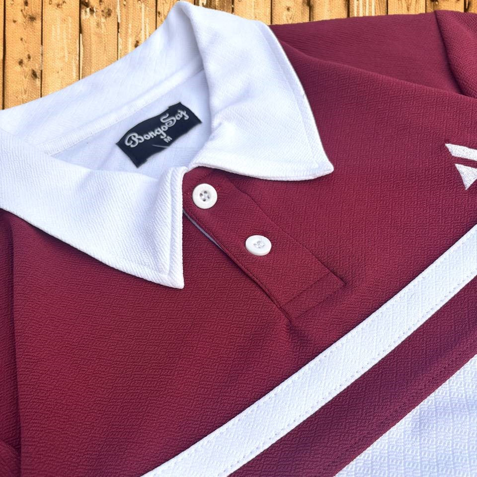 Full Sleeve Collar T-Shirt Maroon & White 2-Stripes