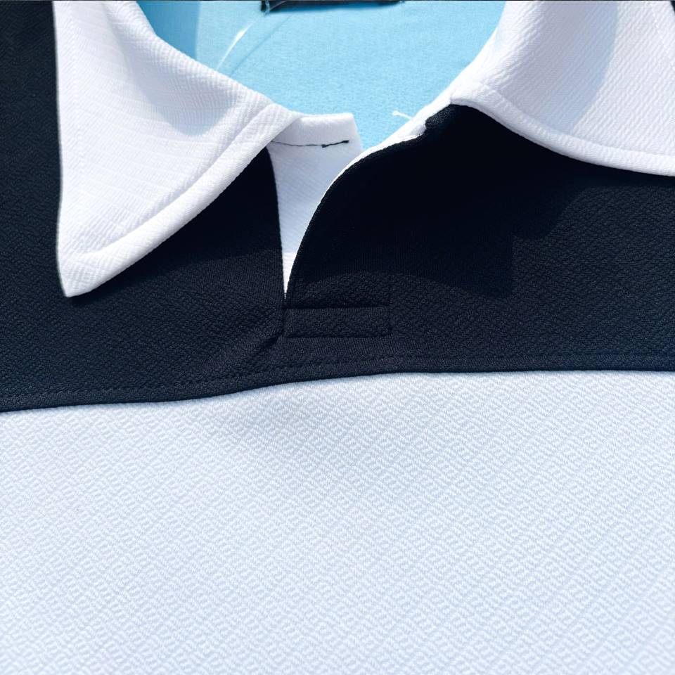 Full sleeve Collar Lycra T Shirt Sky Blue with White