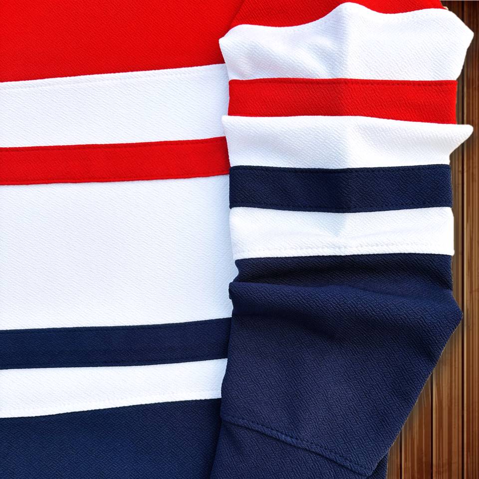 Full sleeve Lycra Red, White and Navy Blue with two stripes