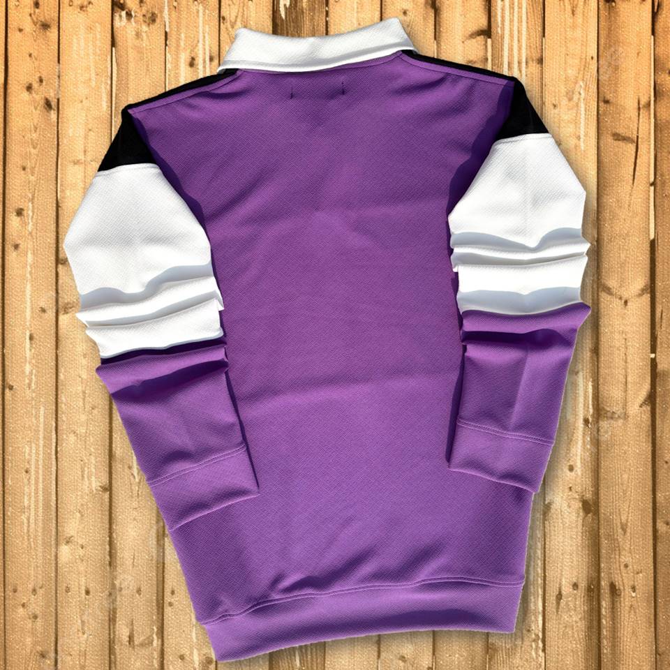 Full Sleeve Polo T-Shirt Black Lavender & White