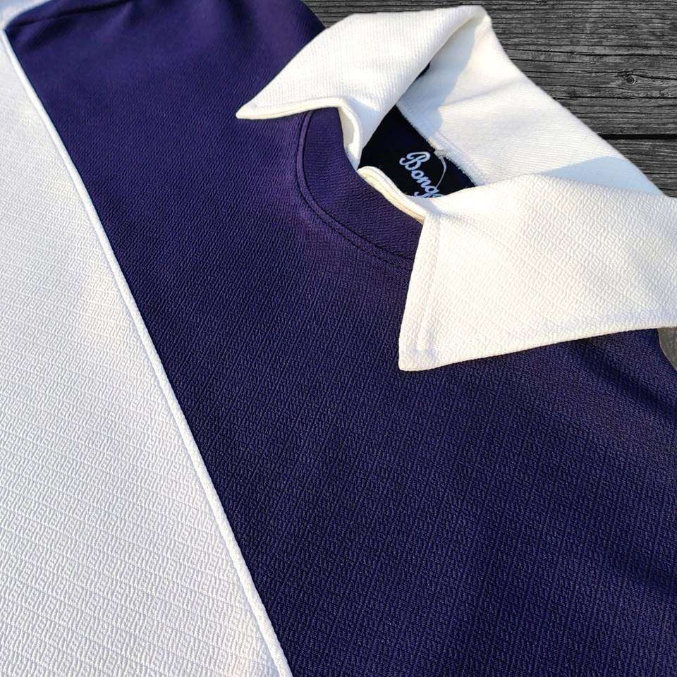 Full sleeve Collar Lycra T Shirt Navy Blue with White Airtex
