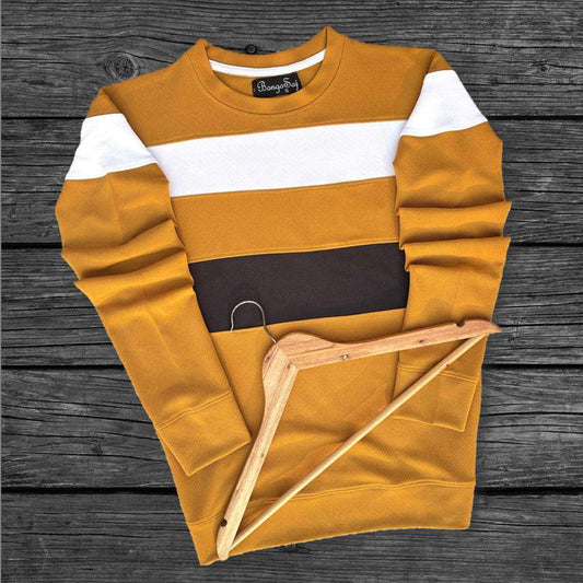 Full sleeve Round Neck Lycra T Shirt Golden Yellow, white black Airtex