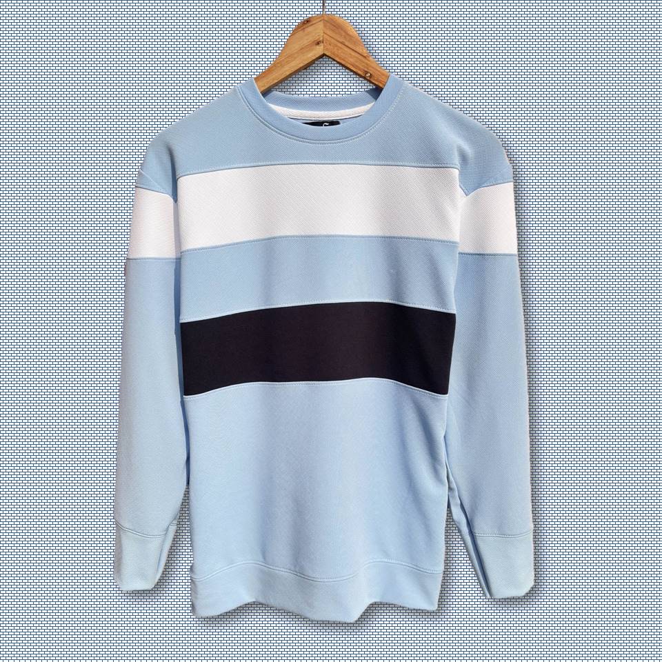 Men stylish Lycra T Shirt, Sky Blue, with Black and White