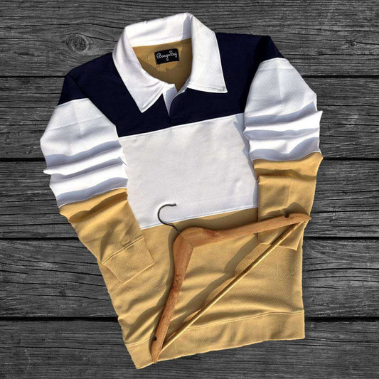 Full sleeve Collar Lycra Navy Blue, Heather Cinnamon and White Airtex