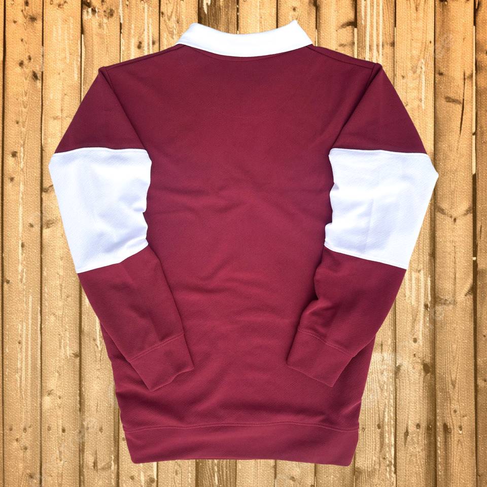 Full Sleeve Collar T-Shirt Maroon & White 2-Stripes