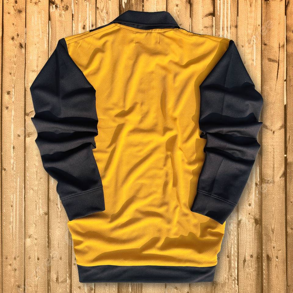 Full Sleeves Zip T-Shirt Golden Yellow Vertical Stripe