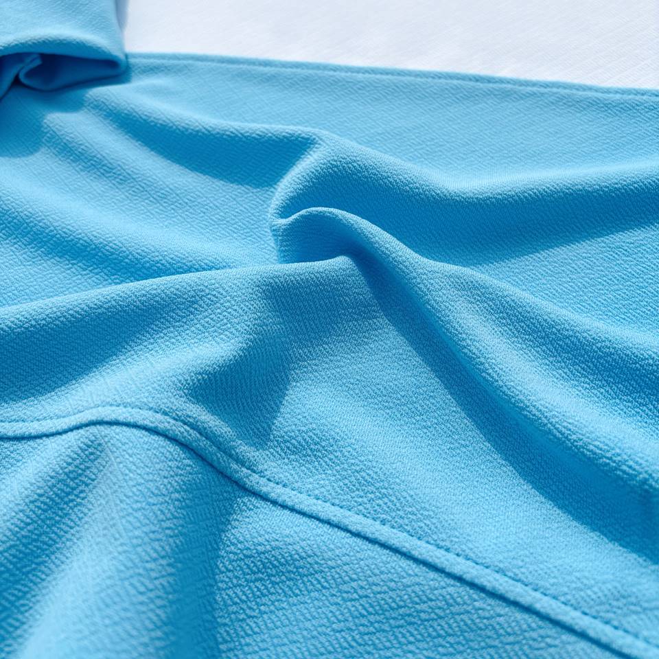 Full sleeve Collar Lycra T Shirt Sky Blue with White