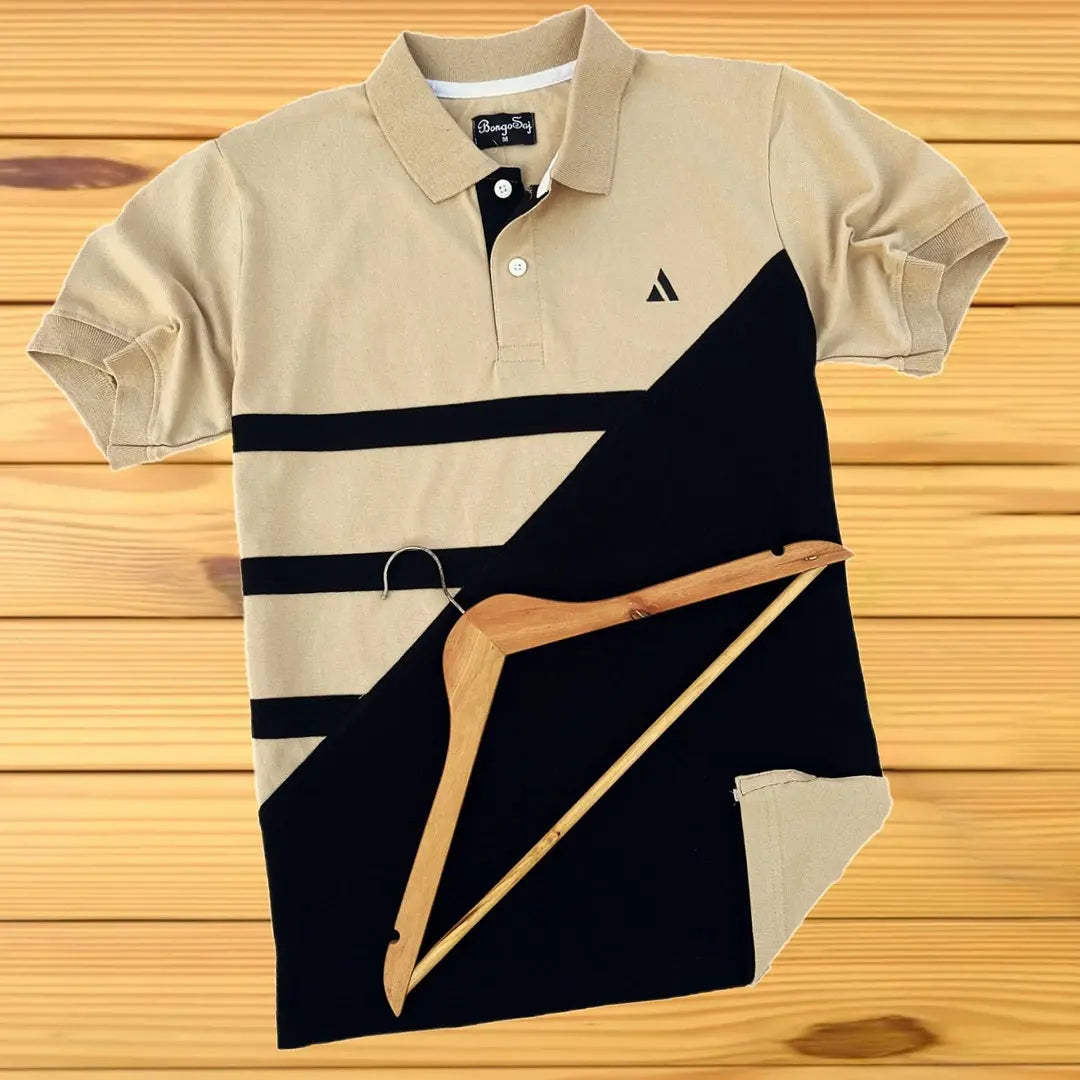 Stylish Men T Shirt Ginger color With Black Premium New Airtex