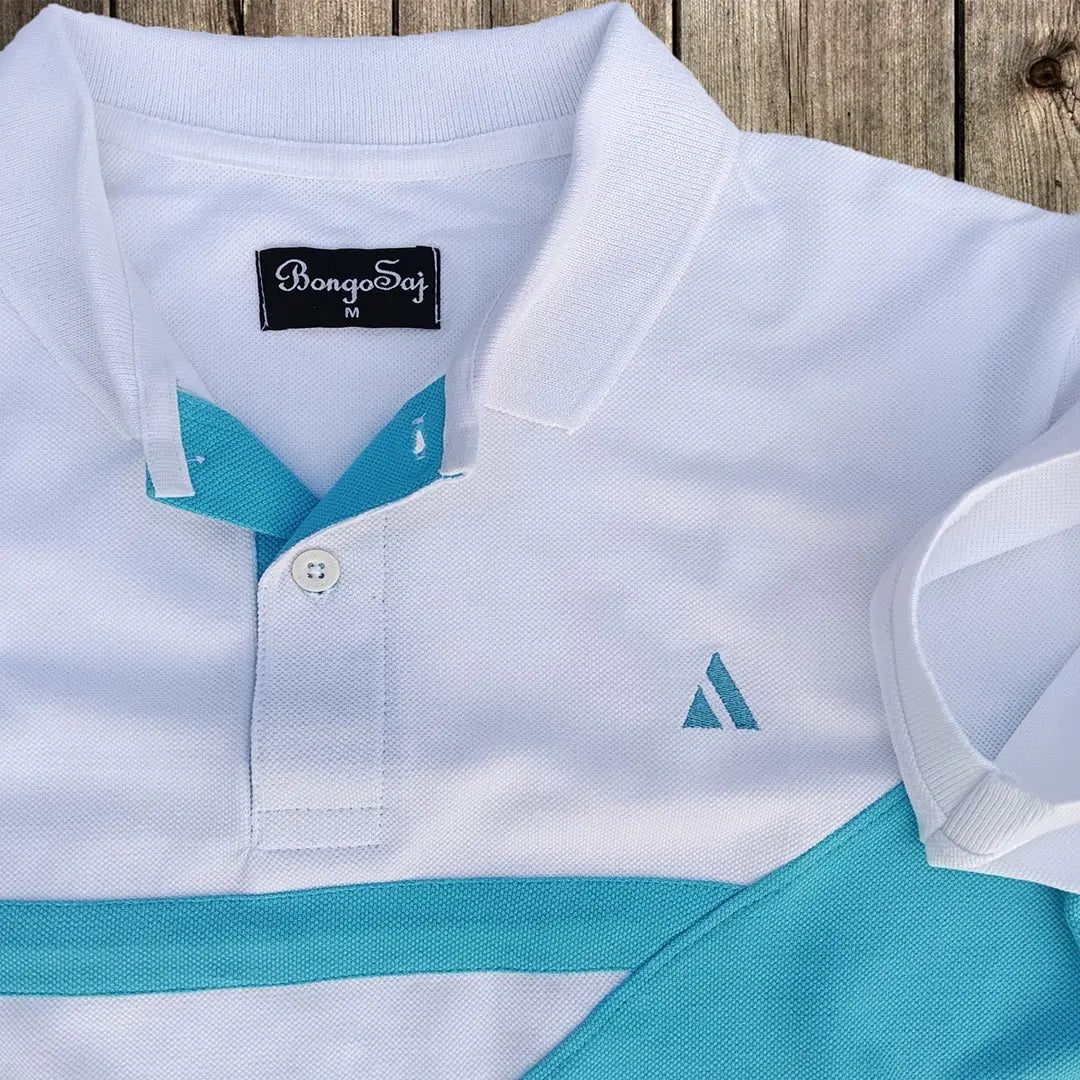 Stylish Men T-Shirt White & Sky Blue Premium New Airtex