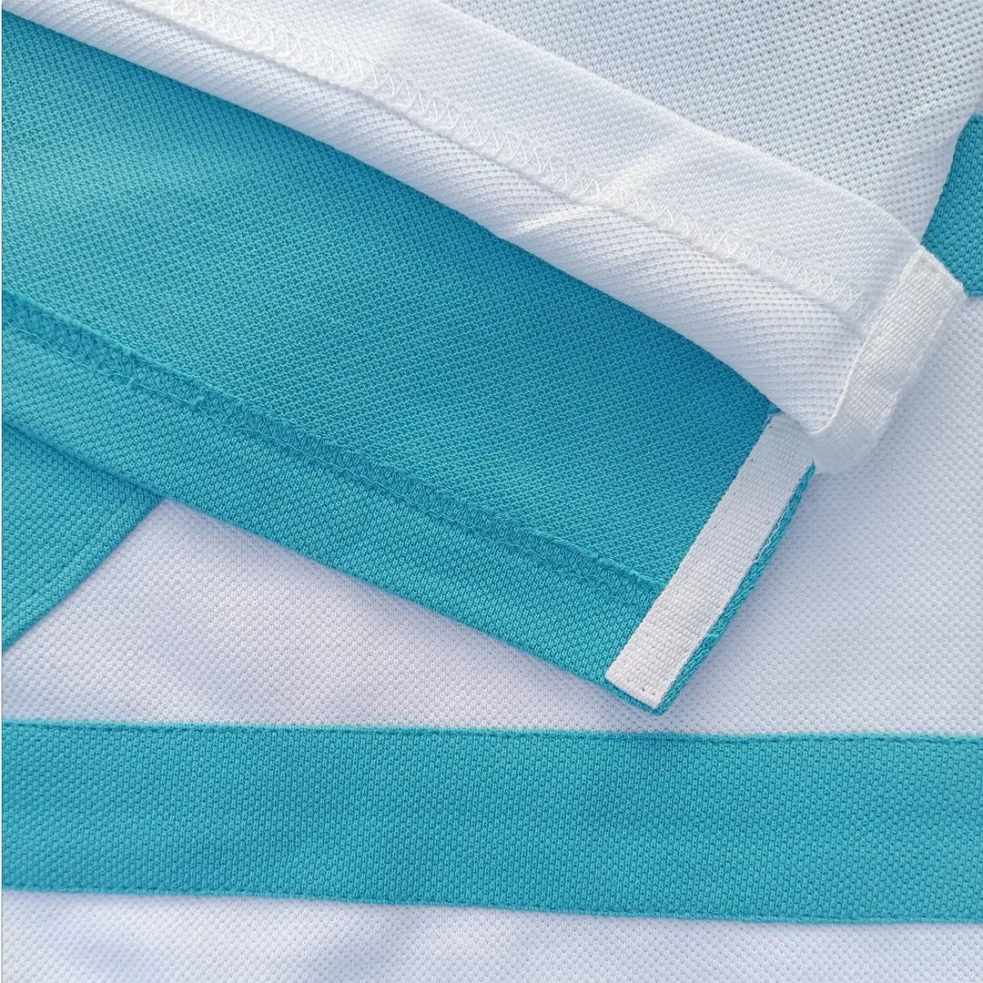 Stylish Men T-Shirt White & Sky Blue Premium New Airtex