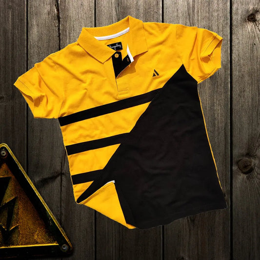 Stylish Men T-Shirt Yellow & Black Premium New Airtex